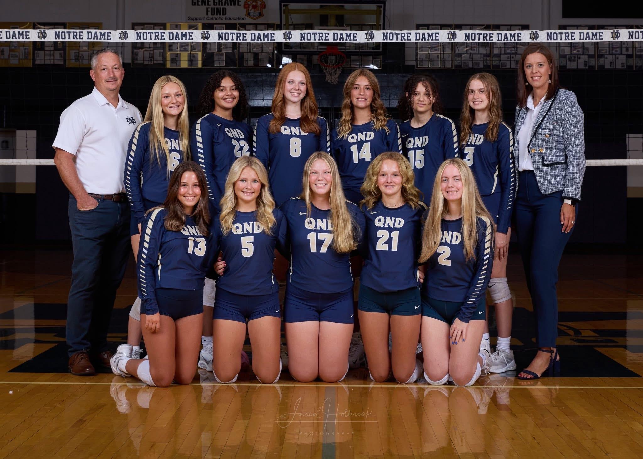 Vball Fresh 2025 Volleyball players pose for photo in gym.