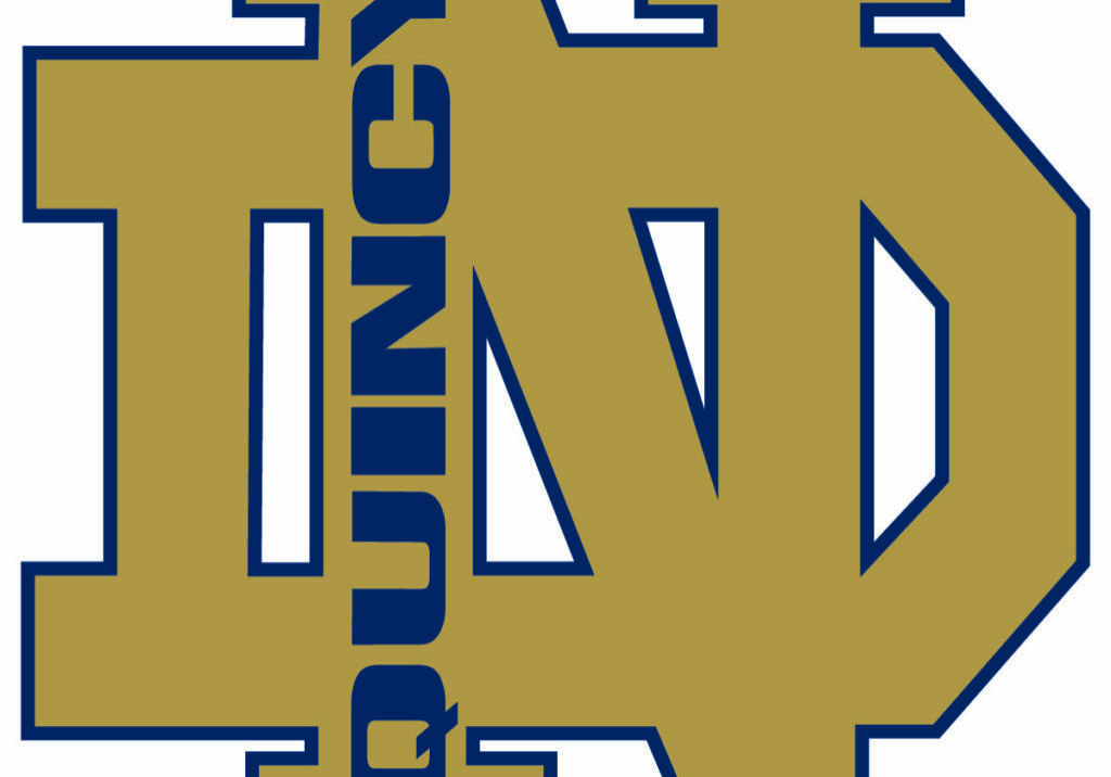 Logo of the interlocking ND with Quincy running down the N.